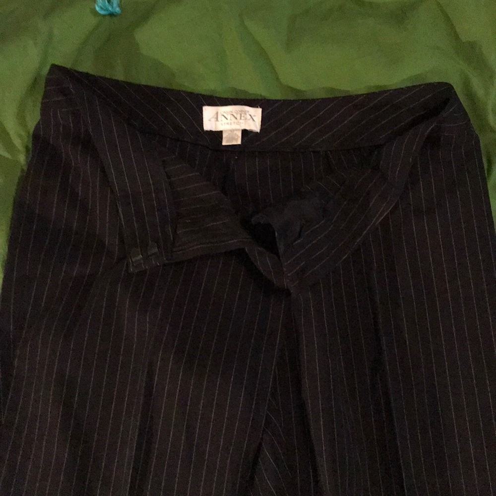 Pinstriped black dress pants